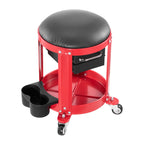 VEVOR Rolling Mechanic Stool with Wheels, 300 lbs Capacity Garage Seat/Work Stool, Padded Roller Creeper Seat with Fixed Height, Tool Tray and 2 Drawers, for Garage, Shop & Auto Repair, Red+Black