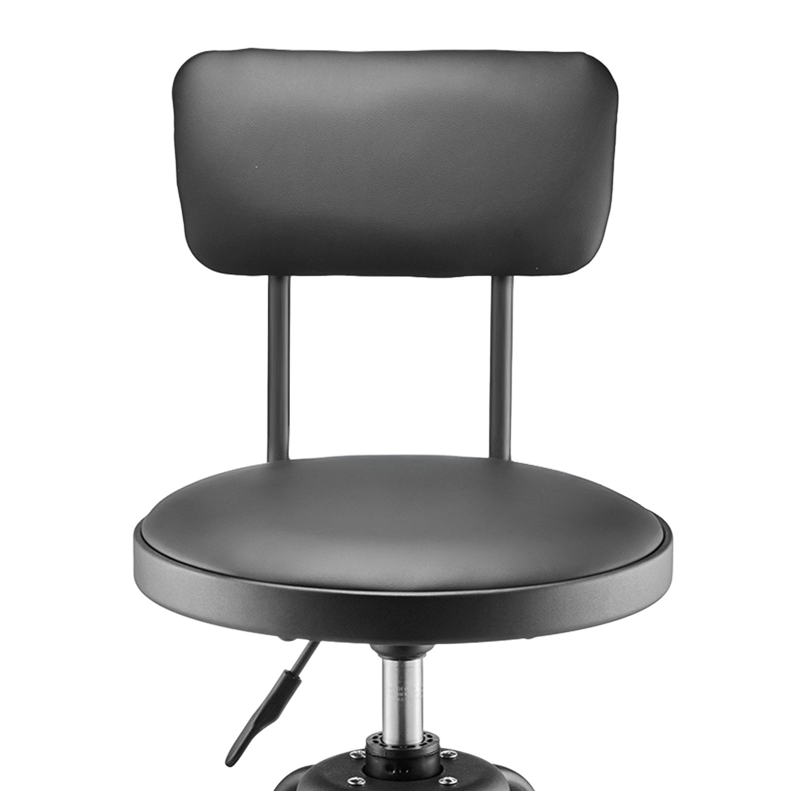 VEVOR Shop Stool with Backrest, Pneumatic Garage Seat/Work Stool with 300 lbs Capacity, Adjustable Height Roller Creeper Seat, 360° Swivel Padded Workshop Stool, for Garage, Shop & Auto Repair, Black