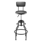 VEVOR Shop Stool with Backrest, Pneumatic Garage Seat/Work Stool with 300 lbs Capacity, Adjustable Height Roller Creeper Seat, 360° Swivel Padded Workshop Stool, for Garage, Shop & Auto Repair, Black