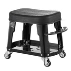 VEVOR Mechanic Stool, 300 lbs Capacity Garage Seat/Work Stool with Wheels, 360° Swivel Rolling Workshop Stool with Tool Tray and Screwdriver Rack, Heavy-Duty, for Garage, Shop & Auto Repair, Black