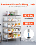 VEVOR 5-Tier Rolling Bin Storage Rack, 16 Organizer Bins, Bin Rack Storage Steel Wire Shelving System with Wheels, Mobile Tool Organizer for Garage, Warehouse, Office, Restaurant, Classroom, Kitchen
