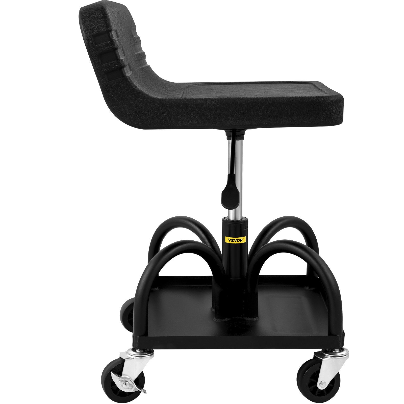 VEVOR Rolling Garage Stool, 300LBS/136 kg Capacity, Adjustable Height from 15.7 in/40 cm to 20.5 in/52.1 cm, Mechanic Seat with 360-degree Swivel Wheels and Tool Tray, for Workshop, Auto Repair Shop, Black