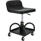 VEVOR Rolling Garage Stool, 300LBS/136 kg Capacity, Adjustable Height from 15.7 in/40 cm to 20.5 in/52.1 cm, Mechanic Seat with 360-degree Swivel Wheels and Tool Tray, for Workshop, Auto Repair Shop, Black