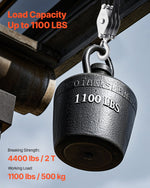 VEVOR 4400 lbs Breaking Strength 100 FT Rope Pulley Hoist, 5:1 Lifting Power Heavy Duty Pulley System with 2pcs Soft Loops, Metal Wheels Bearing Structure, Block and Tackle for Lifting Heavy Objects