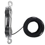 VEVOR 4400 lbs Breaking Strength 100 FT Rope Pulley Hoist, 5:1 Lifting Power Heavy Duty Pulley System with 2pcs Soft Loops, Metal Wheels Bearing Structure, Block and Tackle for Lifting Heavy Objects