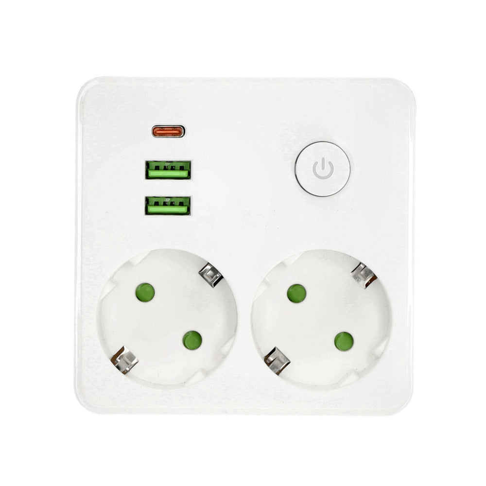 Splitter LINEA PRO FL2 2 sockets+2USB/1USB-C white Kobi