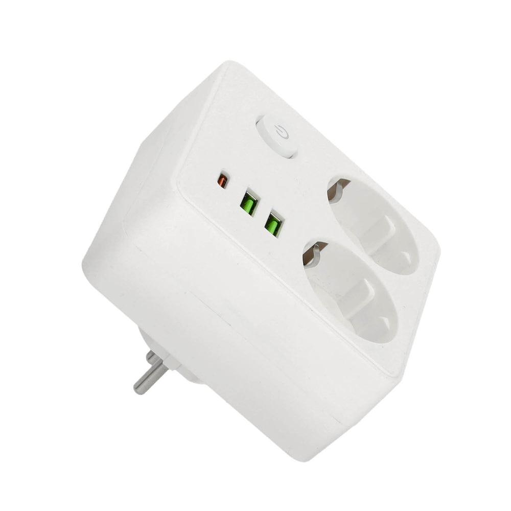 Splitter LINEA PRO FL2 2 sockets+2USB/1USB-C white Kobi