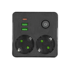 Spliter LINEA PRO FL2 2 sockets+2USB/1USB-C black Kobi