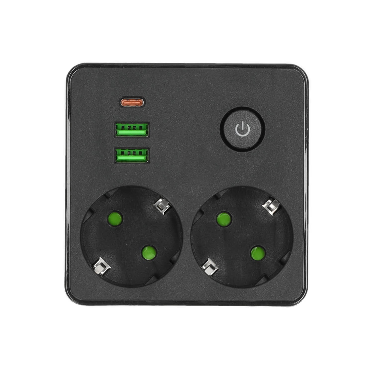 Spliter LINEA PRO FL2 2 sockets+2USB/1USB-C black Kobi