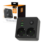 Spliter LINEA PRO FL2 2 sockets+2USB/1USB-C black Kobi