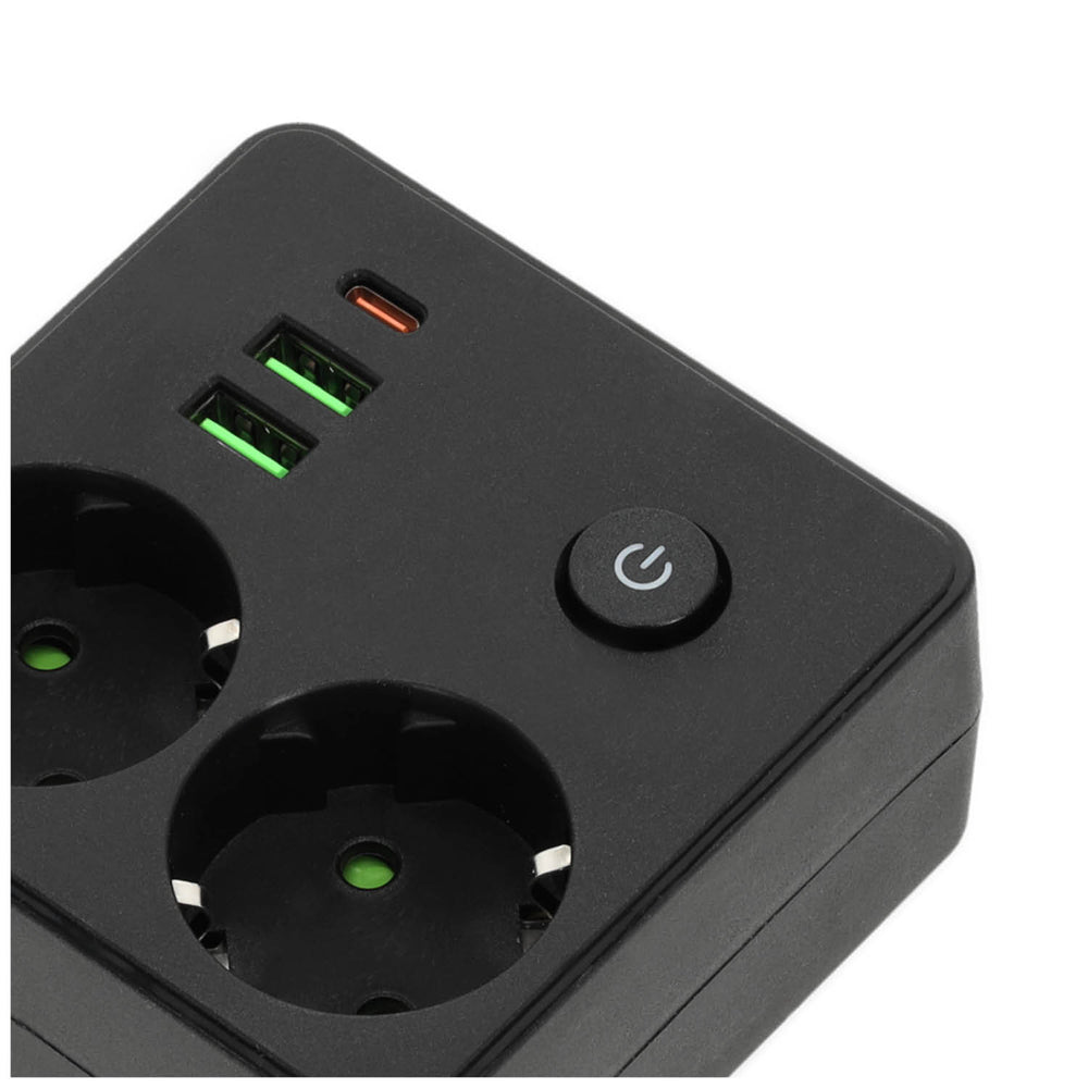 Spliter LINEA PRO FL2 2 sockets+2USB/1USB-C black Kobi