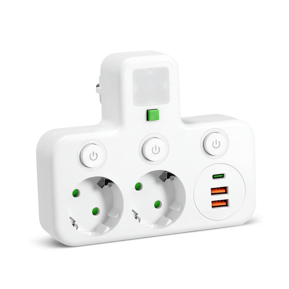 Splitter LINEA PRO FL3 2 sockets+2USB/1USB-C 4000K white Kobi