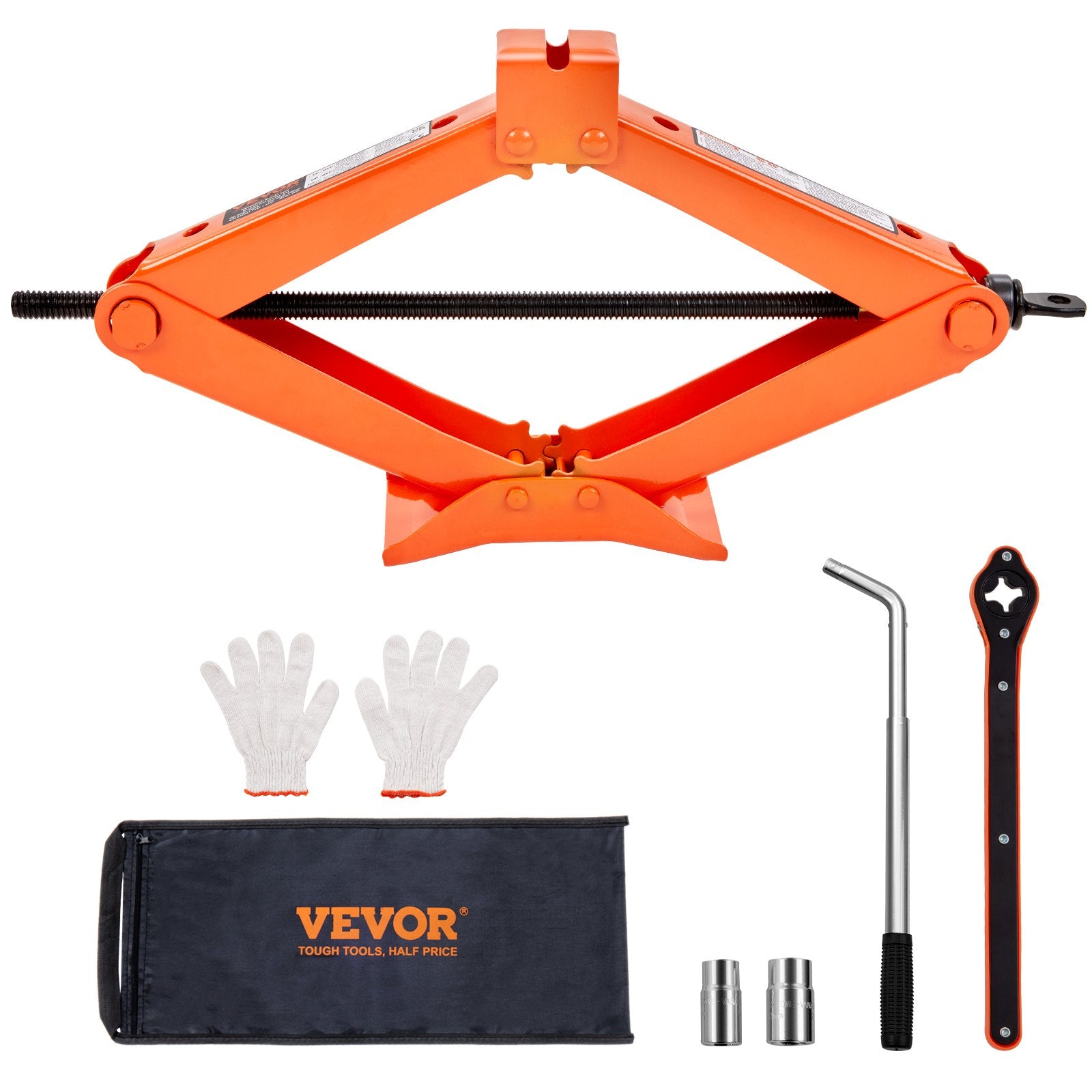 VEVOR Scissor Jack, 2.5 Ton/2500 kg Scissor Car Jack, 9.4 cm-43.4 cm Lifting Range Scissor Lift Jack with Ratcheting Handle and L-Wrench, Portable Tire Jack for Cars Trucks Sedans MPVs