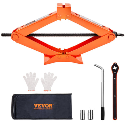 VEVOR Scissor Jack, 2.5 Ton/2500 kg Scissor Car Jack, 9.4 cm-43.4 cm Lifting Range Scissor Lift Jack with Ratcheting Handle and L-Wrench, Portable Tire Jack for Cars Trucks Sedans MPVs
