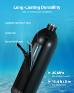 VEVOR Mini Scuba Tank, 1L Portable Diving Tank for Underwater Breathing, Reusable Lung Diving Cylinder up to 20 Minutes Dive Time, Emergency Rescue Pony Bottle with Backpack & Goggles for Snorkeling