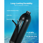 VEVOR Mini Scuba Tank, 1L Portable Diving Tank for Underwater Breathing, Reusable Lung Diving Cylinder up to 20 Minutes Dive Time, Emergency Rescue Pony Bottle with Adapter & Goggles for Snorkeling
