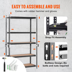 VEVOR Storage Shelving Unit, 5-Tier Adjustable, 2000 lbs Capacity, Heavy Duty Garage Shelves Metal Organizer Utility Rack, Black, 18" D x 48" W x 72" H for Kitchen Pantry Basement Bathroom Laundry