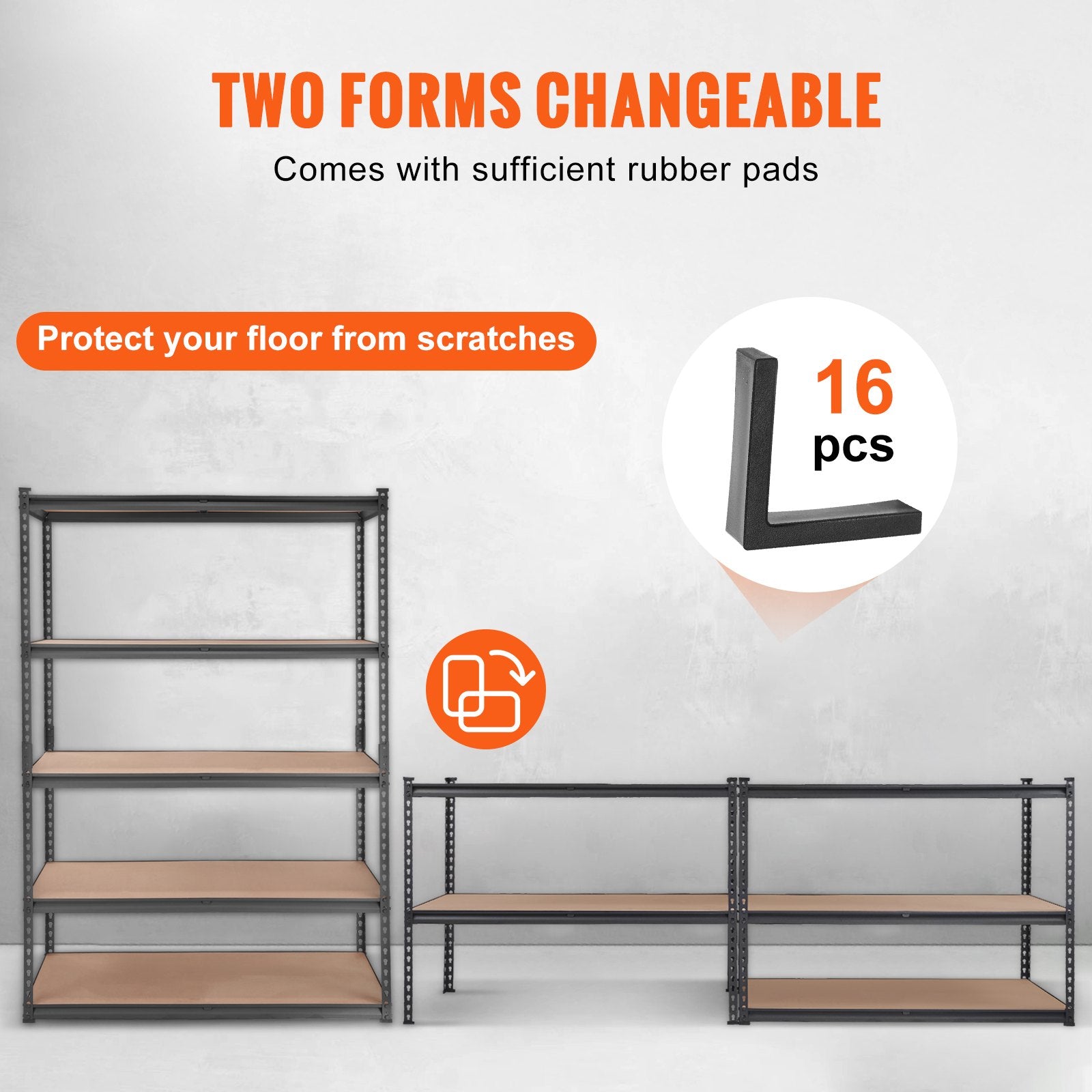 VEVOR Storage Shelving Unit, 5-Tier Adjustable, 2000 lbs Capacity, Heavy Duty Garage Shelves Metal Organizer Utility Rack, Black, 18" D x 48" W x 72" H for Kitchen Pantry Basement Bathroom Laundry