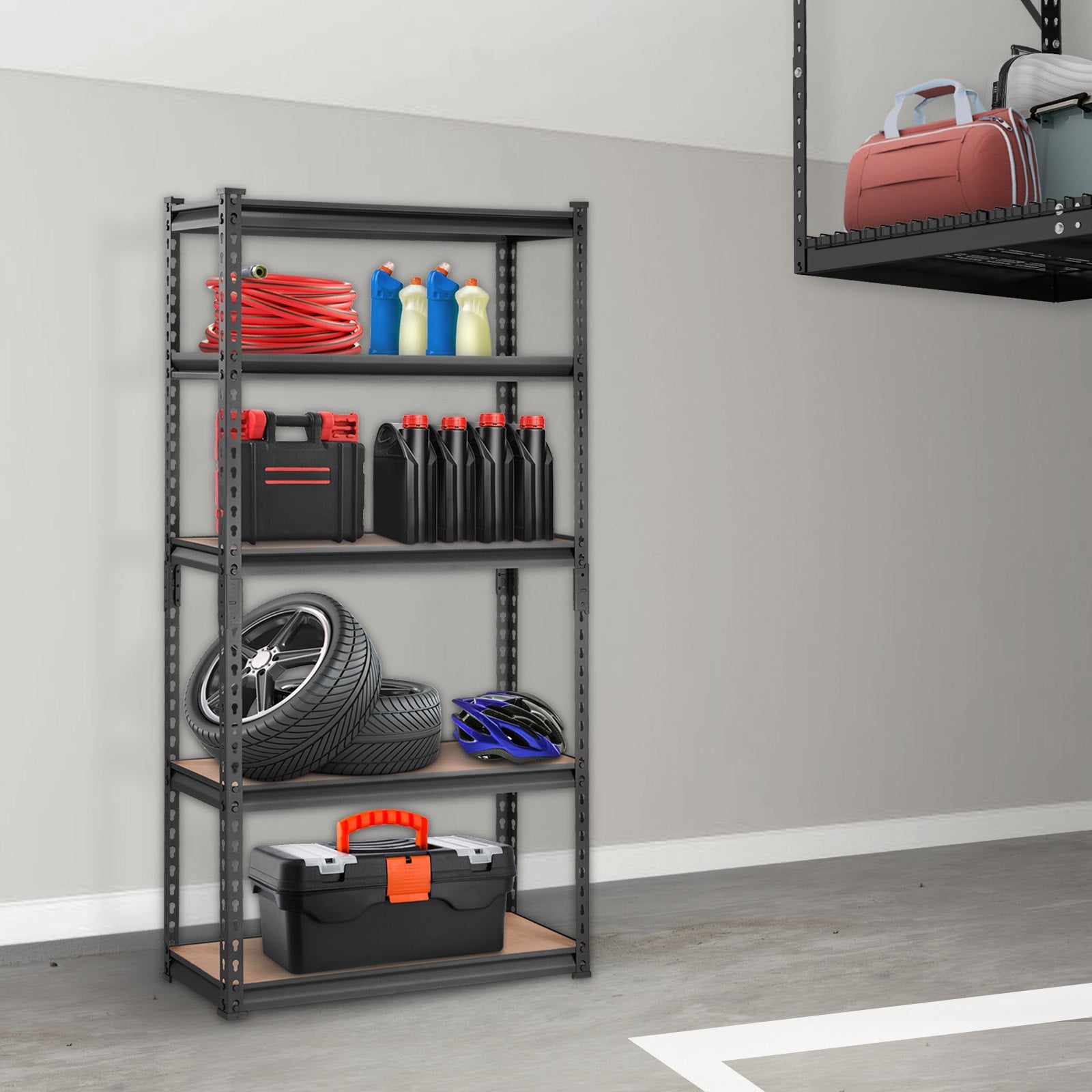 VEVOR Storage Shelving Unit, 5-Tier Adjustable, 2000 lbs Capacity, Heavy Duty Garage Shelves Metal Organizer Utility Rack, Black, 30" L x 12" W x 60" H for Kitchen Pantry Basement Bathroom Laundry