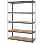 VEVOR Storage Shelving Unit, 5-Tier Adjustable, 2000 lbs Capacity, Heavy Duty Garage Shelves Metal Organizer Utility Rack, Black, 18" D x 48" W x 72" H for Kitchen Pantry Basement Bathroom Laundry