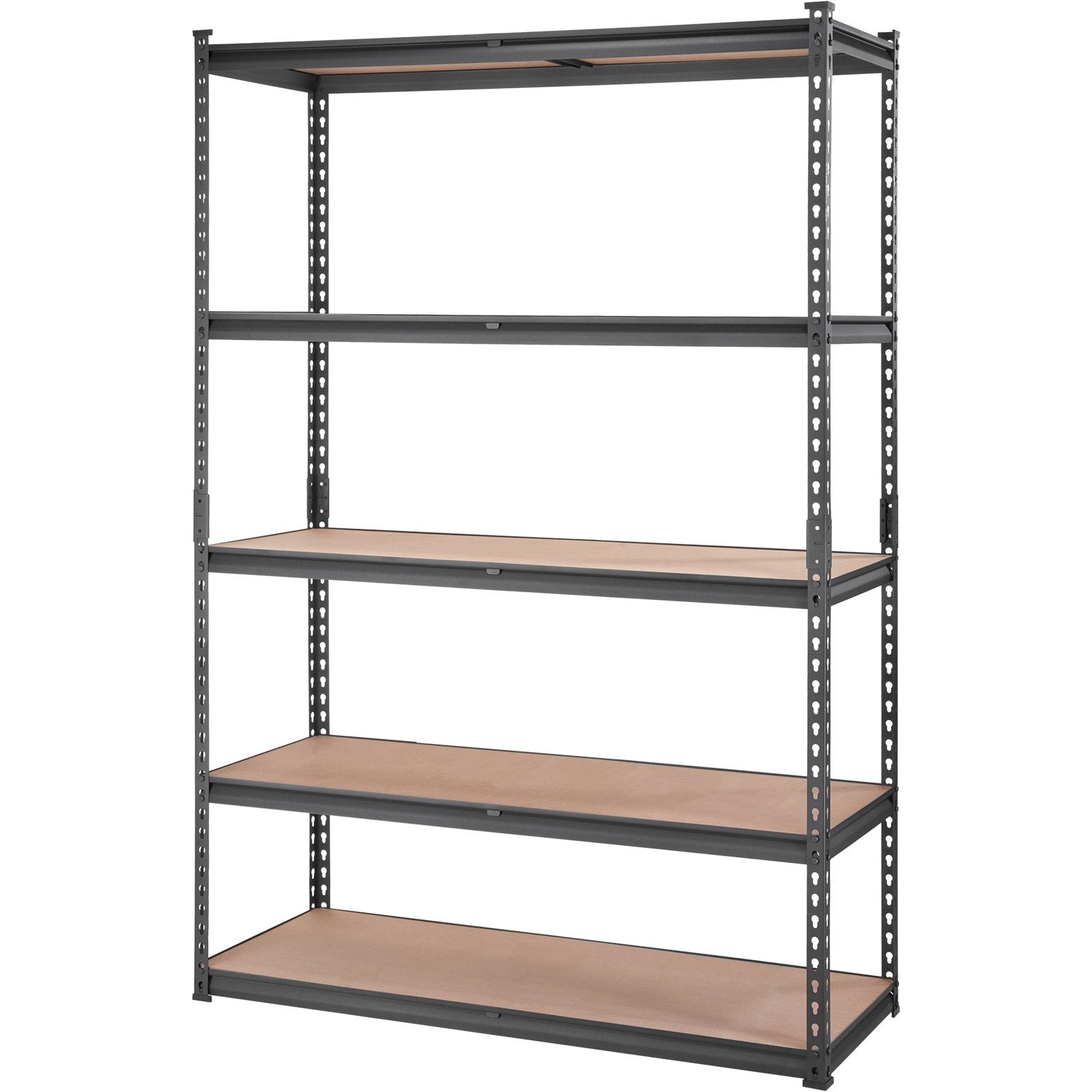 VEVOR Storage Shelving Unit, 5-Tier Adjustable, 2000 lbs Capacity, Heavy Duty Garage Shelves Metal Organizer Utility Rack, Black, 18" D x 48" W x 72" H for Kitchen Pantry Basement Bathroom Laundry