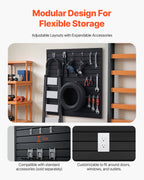VEVOR Slat Wall Paneling, 4 x 4 ft, PVC Garage Slatwall with Modular Design, Black Slat Wall Easy-to-Install Adjustable Slatwall Panel with Coupling Structure & DIY Cutting, Fits for Storage & Display