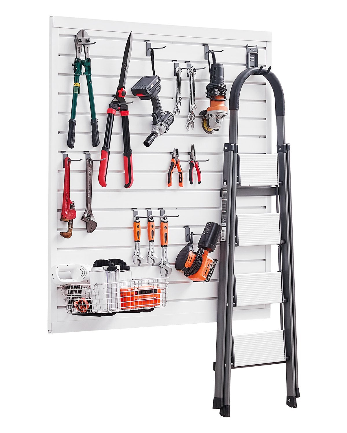 VEVOR Slat Wall Paneling, 4 x 4 ft, PVC Garage Slatwall with Modular Design, White Slat Wall Easy-to-Install Adjustable Slatwall Panel with Coupling Structure & DIY Cutting, Fits for Storage & Display