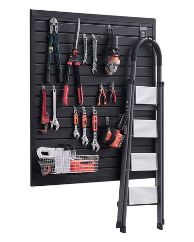 VEVOR Slat Wall Paneling, 4 x 4 ft, PVC Garage Slatwall with Modular Design, Black Slat Wall Easy-to-Install Adjustable Slatwall Panel with Coupling Structure & DIY Cutting, Fits for Storage & Display