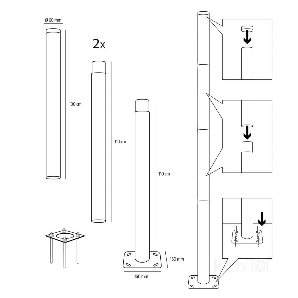 Pole BASE SG 4m Fi 60mm Kobi