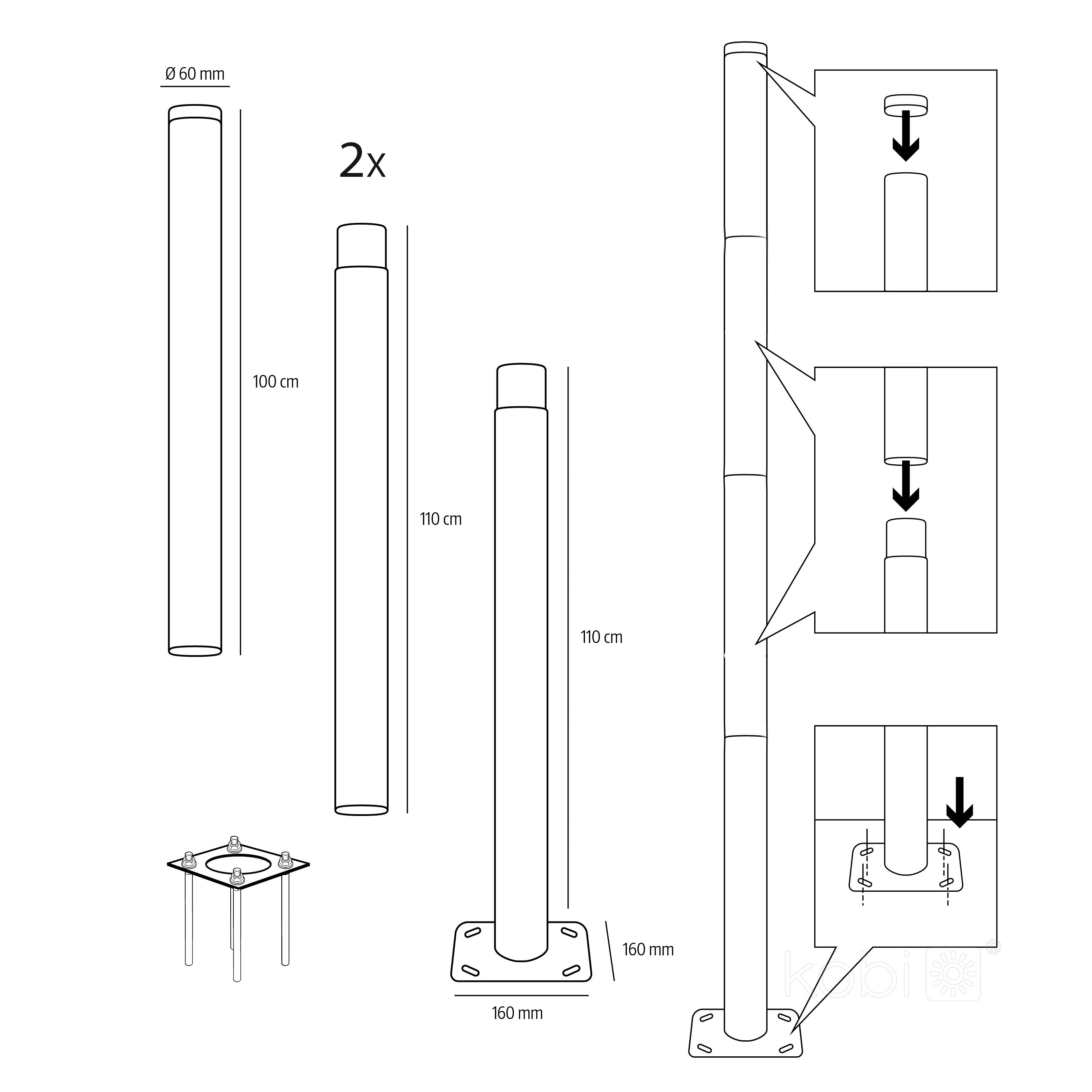 Pole BASE SG 4m Fi 60mm Kobi