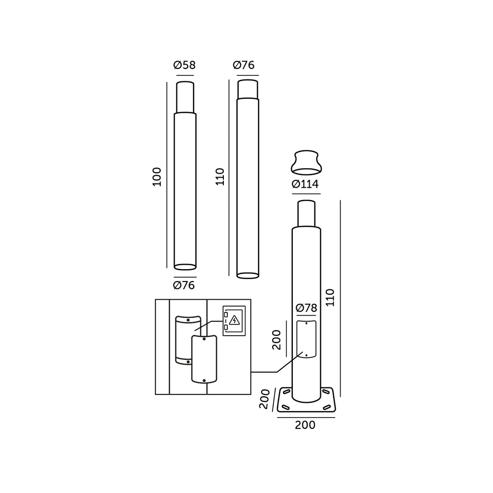 Pole BASE SV 3m Fi 60mm grey Kobi