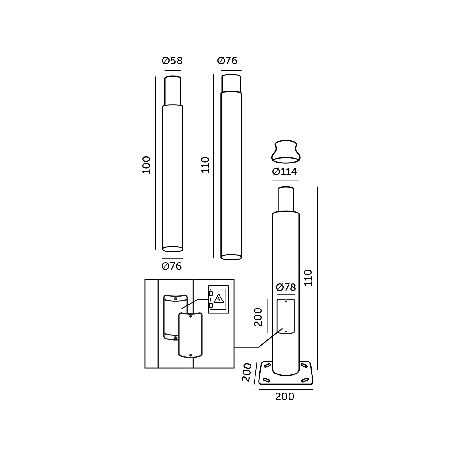 Pole BASE SV 3m Fi 60mm grey Kobi