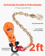 VEVOR 2 Ton Snatch Block with G80 Chain, Swivel Shackle, 3" Sheave for 3/8" Wire Rope, Snatch Block Pulley for Towing and Recovery Applications on Flatbed Tow Truck Rollback Wrecker Car Carrier Cable