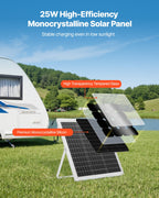 VEVOR 25W 12V Solar Panel Battery Charger, Solar Battery Trickle Charger Maintainer with Intelligent MPPT Controller & Adjustable Mount Bracket, IP67 Waterproof for Car Boat RV Motorcycle Trailer