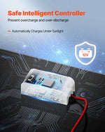 VEVOR 30W 12V Solar Panel Battery Charger, Solar Battery Trickle Charger Maintainer with Built-in Smart Controller & 3 Connection Cables, IP67 Waterproof Portable for RV Car Motorcycle Boat Van Camper