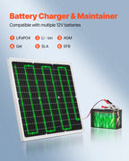 VEVOR 50W 12V Solar Battery Charger Maintainer, Mono Solar Panel Trickle Battery Charger with Upgraded MPPT Controller, IP65 Waterproof for Car Boat RV Trailer Flat Rooftop (Bracket Not Included)