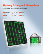 VEVOR 50W 12V Solar Battery Charger Maintainer, Mono Solar Panel Trickle Battery Charger with Upgraded MPPT Controller, IP65 Waterproof for Car Boat RV Trailer Flat Rooftop (Bracket Not Included)
