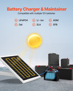 VEVOR 20W 12V Solar Panel Battery Charger, Solar Battery Trickle Charger Maintainer with Built-in Controller & Pole Mount Bracket, IP65 Waterproof for Gate, Fence, Farm, Lawn (Fit 40mm-68mm Poles)