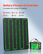 VEVOR 30W 12V Solar Panel Battery Charger, Solar Battery Trickle Charger Maintainer with Built-in Smart Controller & 3 Connection Cables, IP67 Waterproof Portable for RV Car Motorcycle Boat Van Camper