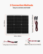 VEVOR 50W 12V Solar Battery Charger Maintainer, Mono Solar Panel Trickle Battery Charger with Upgraded MPPT Controller, IP65 Waterproof for Car Boat RV Trailer Flat Rooftop (Bracket Not Included)