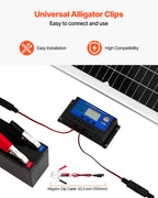 VEVOR 50W 12V Solar Battery Trickle Charger Maintainer, Mono Solar Panel Battery Charger with Upgraded MPPT Controller & Adjustable Mount Bracket, IP65 Waterproof for Car Boat RV Trailer House Roof
