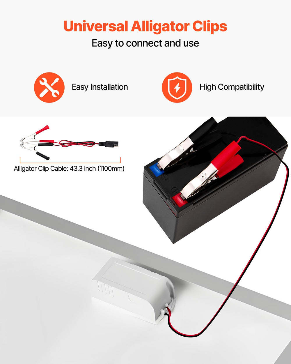 VEVOR 20W 12V Solar Battery Trickle Charger Maintainer, Mono Solar Panel Battery Charger with Built-in MPPT Controller & Adjustable Mount Bracket, IP65 Waterproof for Car Boat RV Trailer House Roof