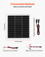 VEVOR 20W 12V Solar Panel Battery Charger, Solar Battery Trickle Charger Maintainer with Intelligent MPPT Controller & Adjustable Mount Bracket, IP67 Waterproof for Car Boat RV Motorcycle Trailer