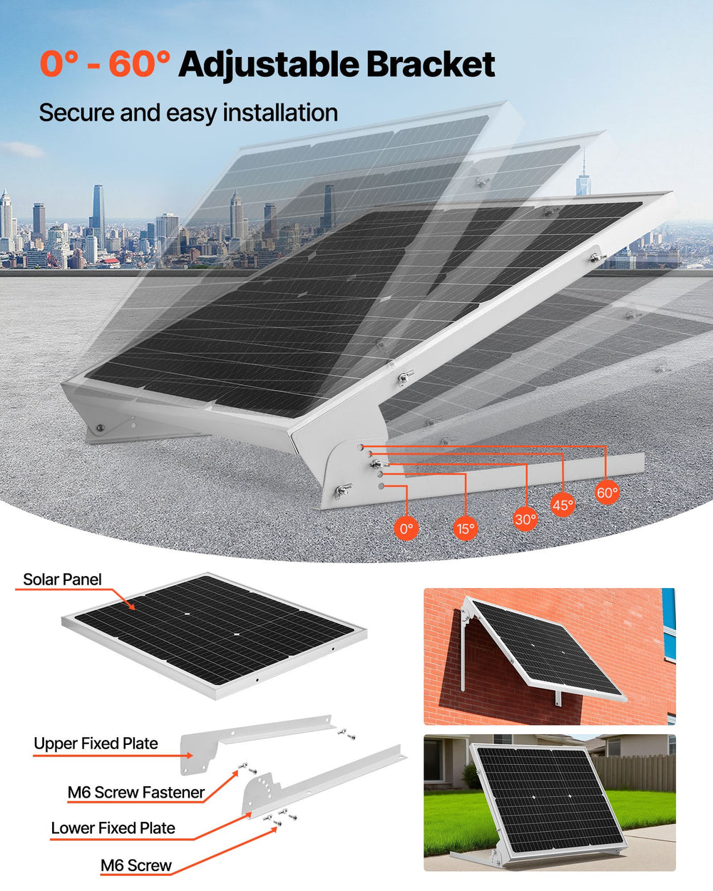 VEVOR 50W 12V Solar Battery Trickle Charger Maintainer, Mono Solar Panel Battery Charger with Upgraded MPPT Controller & Adjustable Mount Bracket, IP65 Waterproof for Car Boat RV Trailer House Roof