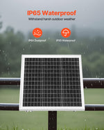 VEVOR 20W 12V Solar Panel Battery Charger, Solar Battery Trickle Charger Maintainer with Built-in Controller & Pole Mount Bracket, IP65 Waterproof for Gate, Fence, Farm, Lawn (Fit 40mm-68mm Poles)