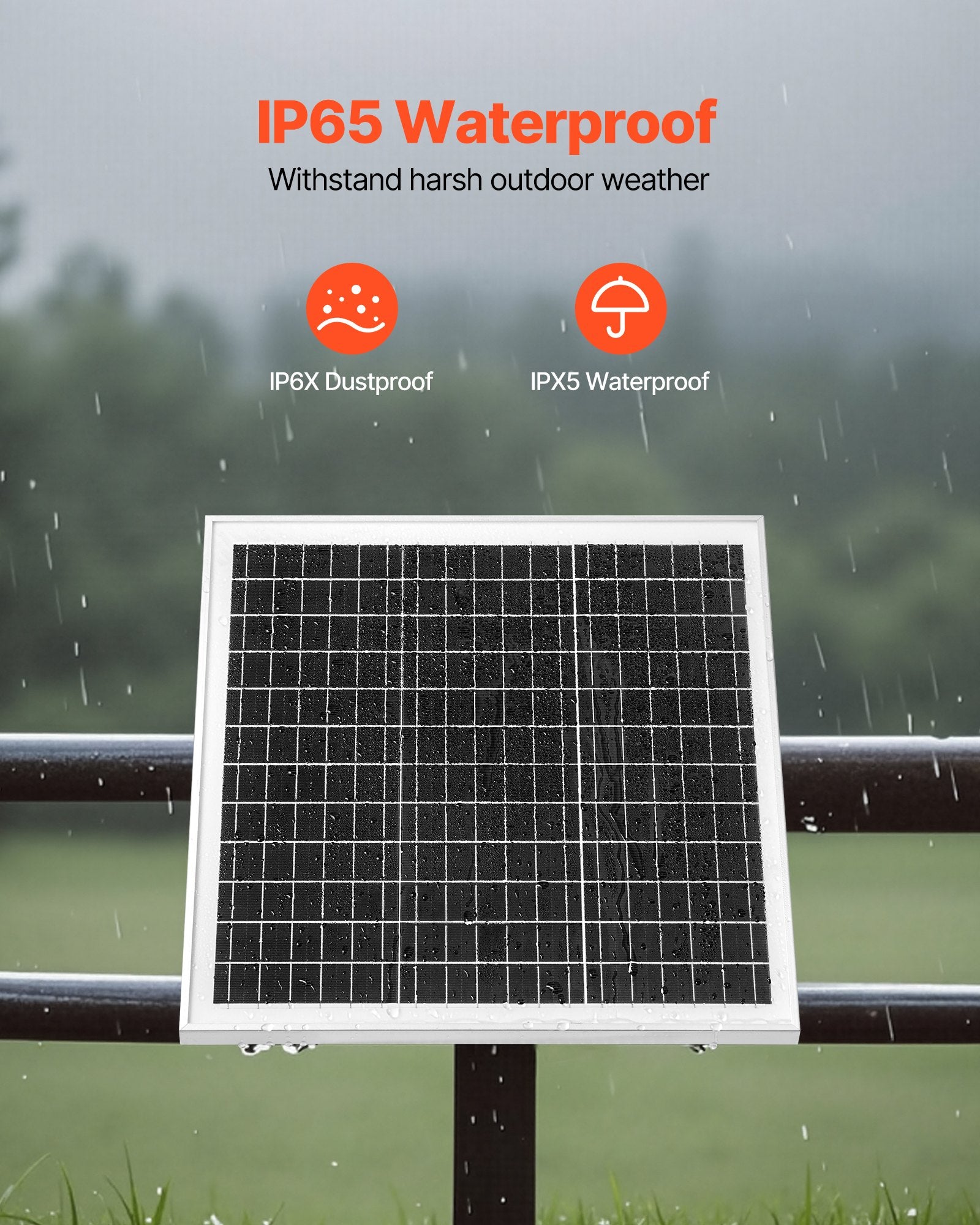 VEVOR 20W 12V Solar Panel Battery Charger, Solar Battery Trickle Charger Maintainer with Built-in Controller & Pole Mount Bracket, IP65 Waterproof for Gate, Fence, Farm, Lawn (Fit 40mm-68mm Poles)