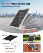 VEVOR 20W 12V Solar Battery Trickle Charger Maintainer, Mono Solar Panel Battery Charger with Built-in MPPT Controller & Adjustable Mount Bracket, IP65 Waterproof for Car Boat RV Trailer House Roof