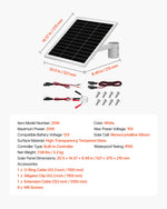 VEVOR 20W 12V Solar Panel Battery Charger, Solar Battery Trickle Charger Maintainer with Built-in Controller & Pole Mount Bracket, IP65 Waterproof for Gate, Fence, Farm, Lawn (Fit 40mm-68mm Poles)