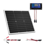 VEVOR 50W 12V Solar Battery Charger Maintainer, Mono Solar Panel Trickle Battery Charger with Upgraded MPPT Controller, IP65 Waterproof for Car Boat RV Trailer Flat Rooftop (Bracket Not Included)