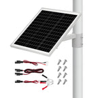 VEVOR 20W 12V Solar Panel Battery Charger, Solar Battery Trickle Charger Maintainer with Built-in Controller & Pole Mount Bracket, IP65 Waterproof for Gate, Fence, Farm, Lawn (Fit 40mm-68mm Poles)